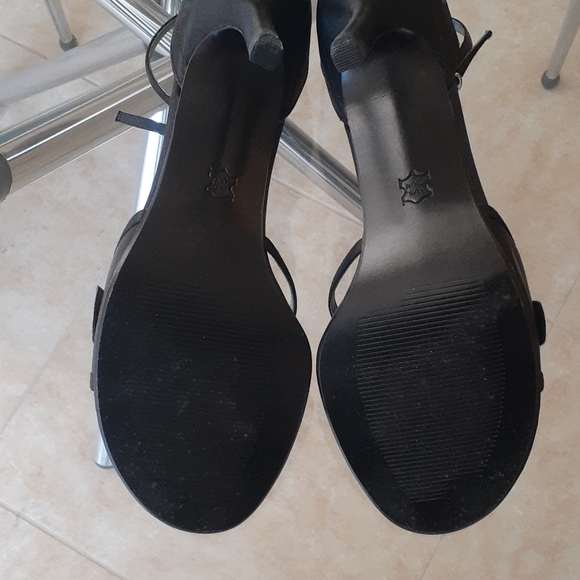 Black Ankle Strap Embellished Heels - Picture 8 of 8